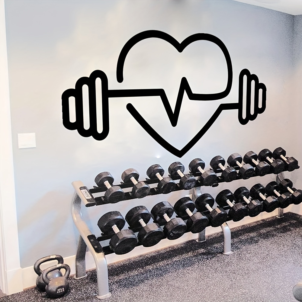 Yoga Fitness Health - Großer Herzförmiger Hantel-Wandaufkleber - Vinyl Fitness