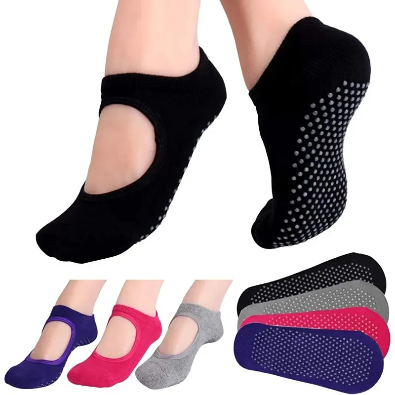 Yoga Fitness Gym - Rückenfreie, rutschfeste Fitness-Yoga-Socken aus Baumwolle für