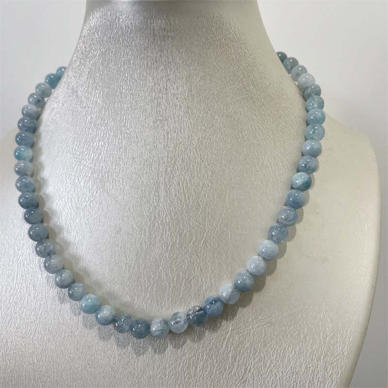 8MM Aquamarin Jade Halskette B – Yoga Health & Fitness Center Bewertung und Preis